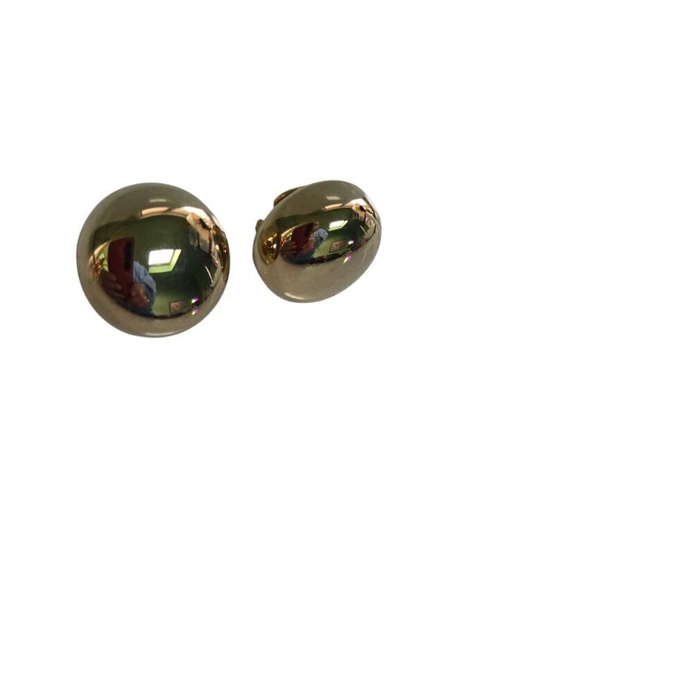 Vintage Goldtone Rounded Button Clip Earrings .5"